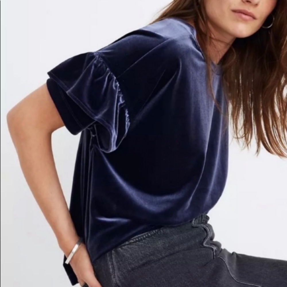 Madewell • Velvet • Ruffle-Sleeve • Tee • Sz XXS